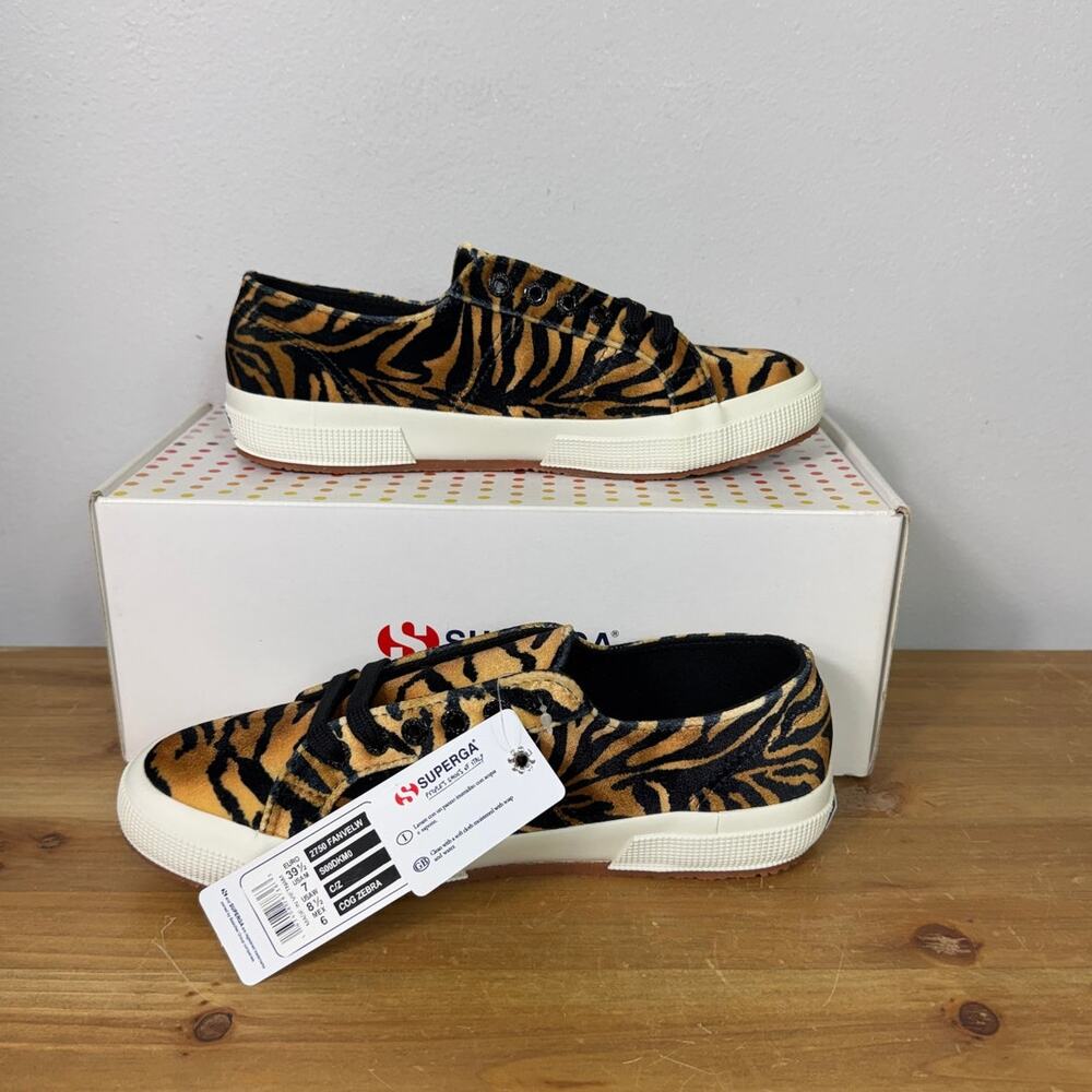 New Superga 2750 Fanvelvetw Sneakers Cog Zebra Women's 8.5 - Picture 7 of 10